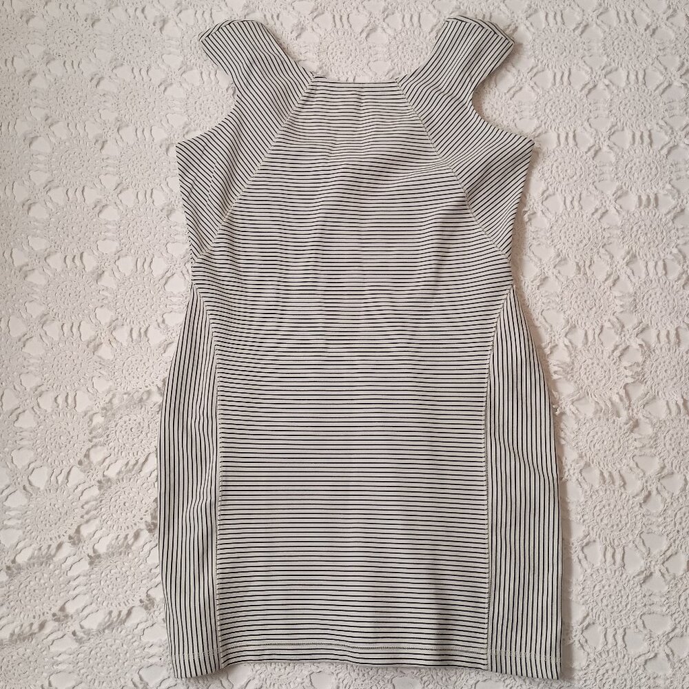 New Worthington Sheath Dress White Black Knit Stripes Sleeveless XL Women NWT
